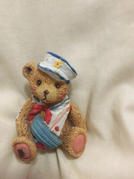 Sailor bear with boat collectable figurine. Nic's statues