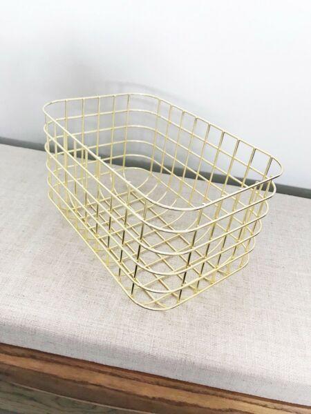 Metallic Gold Rectangular Basket (29.6cm x 20.5cm)