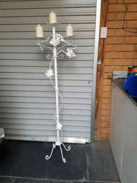 White Tall Candelabra with Candles (Wrought Iron)