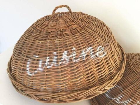 French Country Large Wicker Food Cover / Cloche / Food Dome