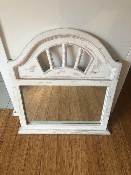 Rustic white wood mirror