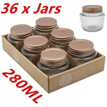 36 x Infinity Design Jars 280ml Jar w Rose Gold Lid Jam Honey Sto