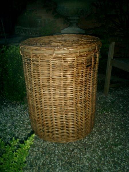 HUGE French Country Farmhouse Style Cane Laundry Basket Hamper