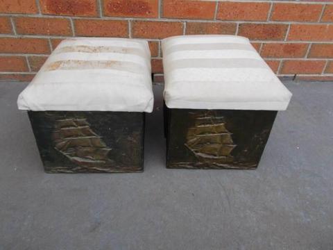 Vintage Metal Copper Boxes Fire Place Wood Coal Storage Boxes