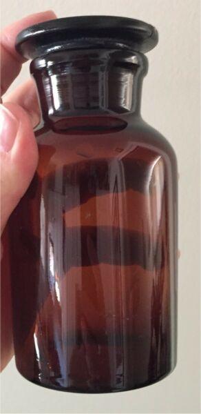 Amber Glass Apothecary Jar with Lid