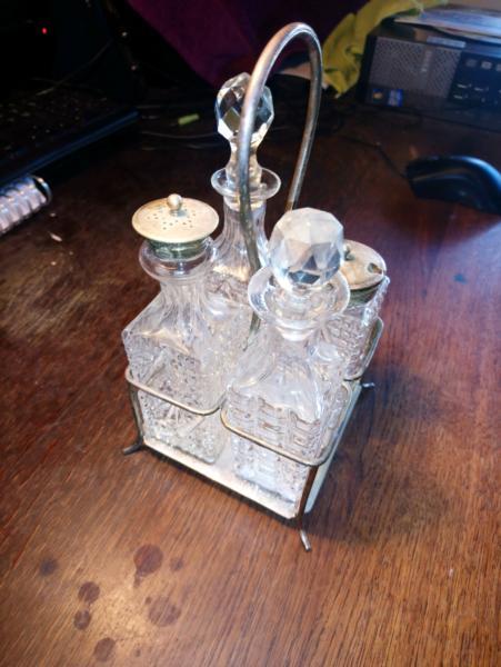 Vintage Silver Glass bottle Rack Glassware
