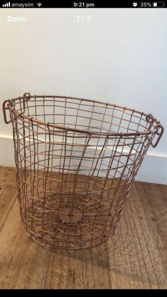 Metal decorative storage basket