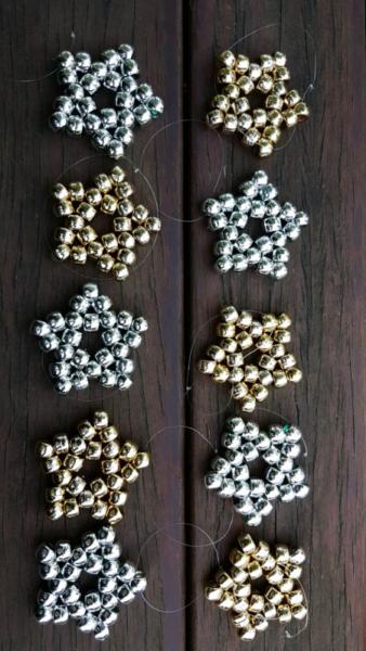 10 handmade beaded christmas star decorations/ornaments