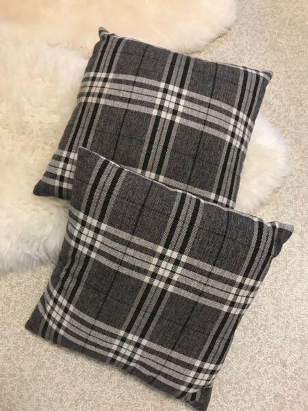Two tartan cushions