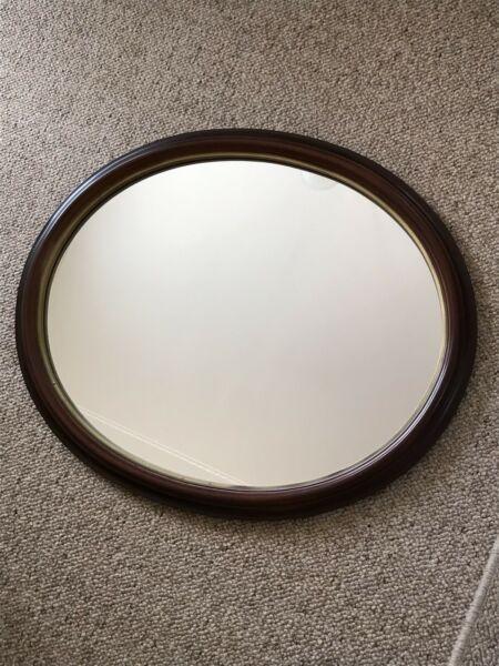 Wall Mirror - oval mirror with a Wooden frame