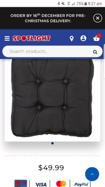 5 brand new black chair pads/floor cushions