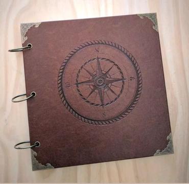 Retro Compass Scrapbook, Photo Album, Wedding Guest Book
