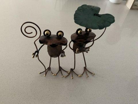 Decorative Frog Couple Sculpture only $5