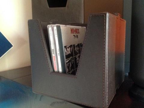 Brown Leather look stackable CD holders
