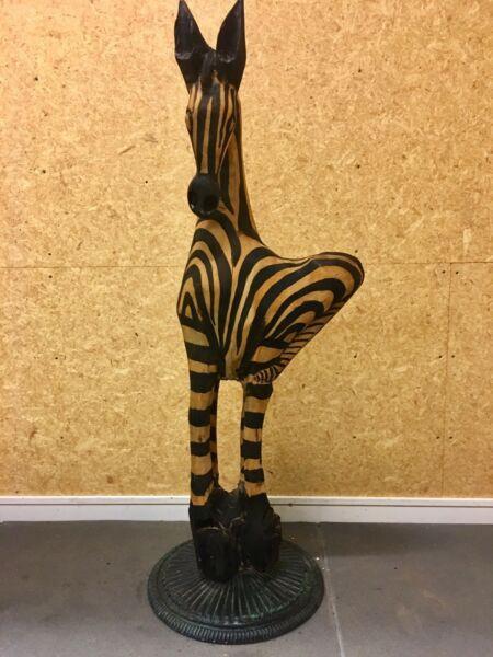 Hand Carved Wooden African Zebra Statue 1.4m high