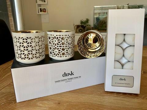 Brand New Dusk Ceramic Tealight Holder Set