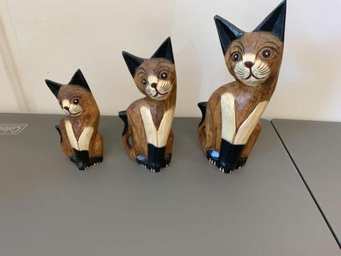 Handmade Wooden Painted Cats