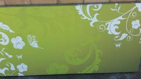 Large contemporary canvas - green with butterflies