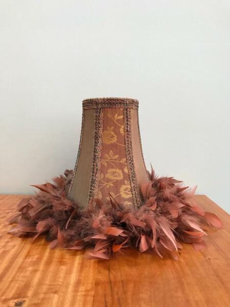 Lamp shade - silk fabric and feathers, art nouveau