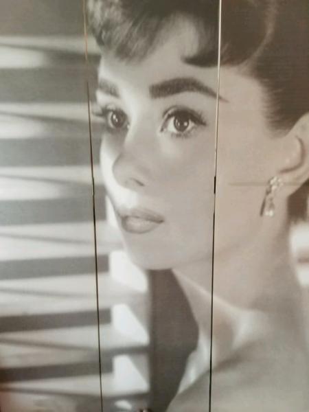 Audrey Hepburn 3 panel folding screen