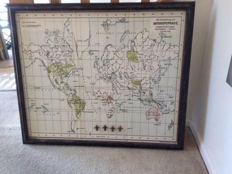 New - Old world map - framed