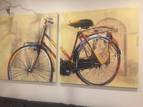 Large VIbrant Bike Canvas Painting