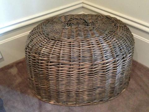 HUGE French Country Provincial Rustic Wicker Food Dome / Cloche