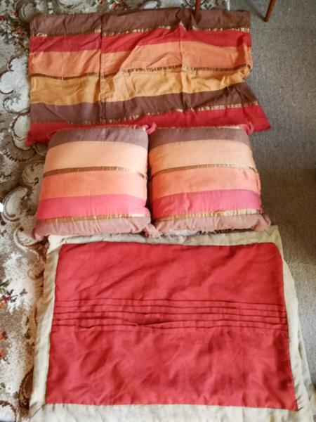 2 Cushions Plus 4 Big Cushion/Pillow Covers-Good condition