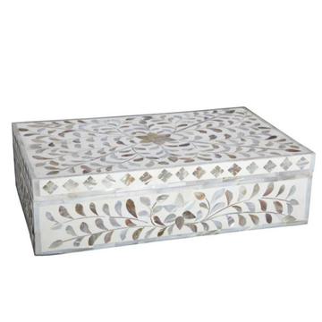 Beautiful Mother of Pearl Inlay Box White