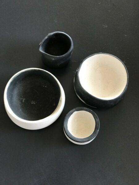 Black and white handmade ceramics