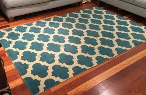 Turquoise/Blue Lattice Floor Rug (150cm x 220cm)