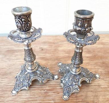 Old Candle Holders, Italy - 14.5cm (H)
