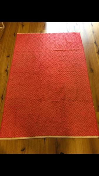 100% Cotton Hand made red rug