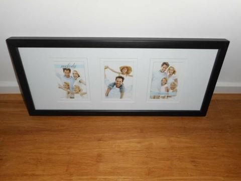 MELODY BLACK PHOTO DISPLAY FRAME WITH INLAY - HOLDS 3 PHOTOS