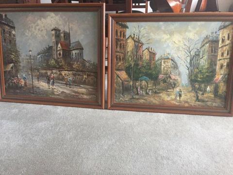 Original oil paintings x2 matching scenes