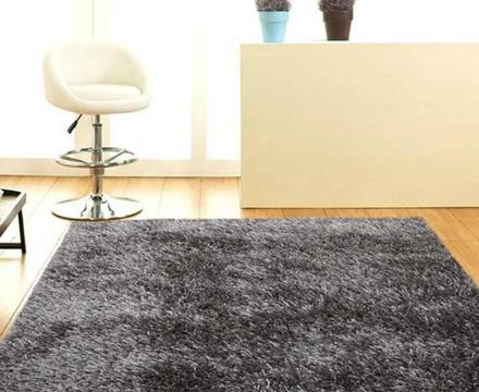 New Designer Shaggy Floor Confetti Rug Black White Grey