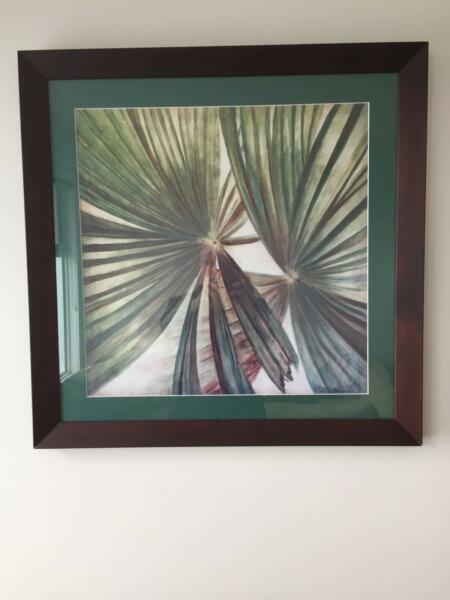 Framed Palm Leaf Print in Timber Frame