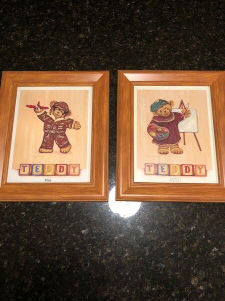 2 x teddy bear picture frames