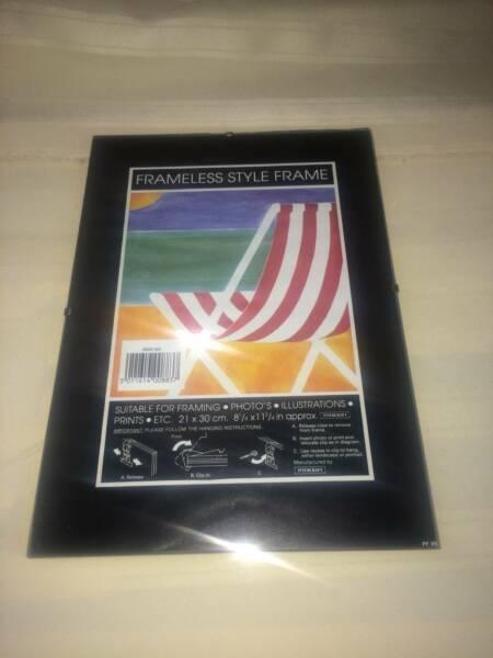 A4 sized Frameless glass picture frame - (NEW)