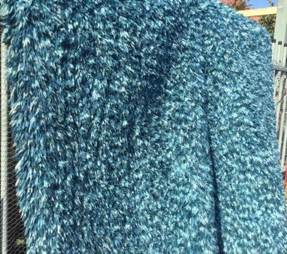 Luxurious Shaggy Mottled Blue Aqua White Shag rug