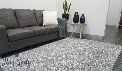 NEW!!! Medium 160 x 230cm White & Grey Power Loomed Floor Rug