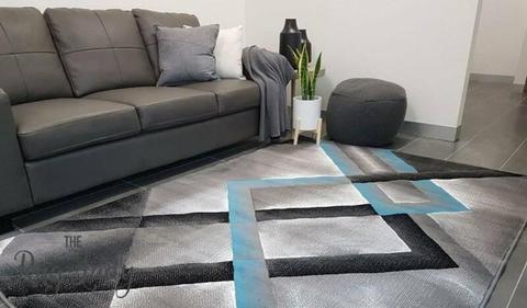 BRAND NEW!!!Extra Large Diamond Abstract Blue Grey Floor Rug