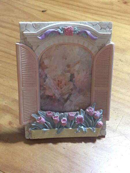 Resin Picture Frame /Window With Shutters & Flower Box