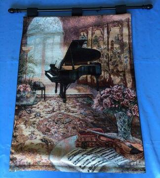 Music Room Grand Piano Tapestry Wall Hanging ~ Artist, Lena Liu