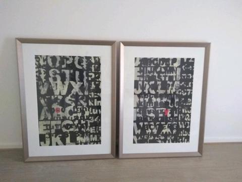 2 x large prints in frames