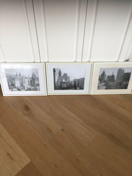 Set of 3 framed pictures of European scenes