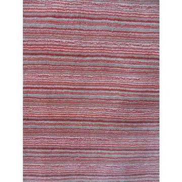 New Thick Red Stripped Art Silk Wool Blend Rug