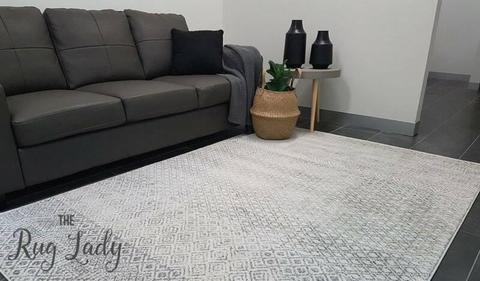 NEW!! Extra Large Grey Patterned Power Loomed Floor Rug