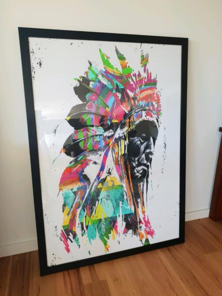 Large Native Indian Framed Print