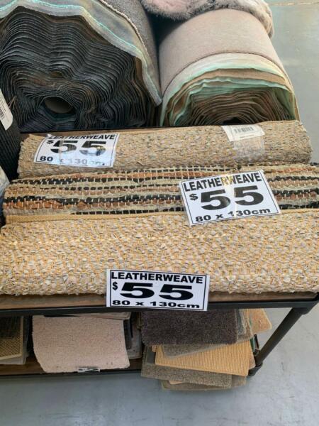 New Indoor Floor Recycled Cotton & Leather Weave Mat